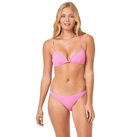 L*Space Guava Pink Helena Bikini Top Size Small